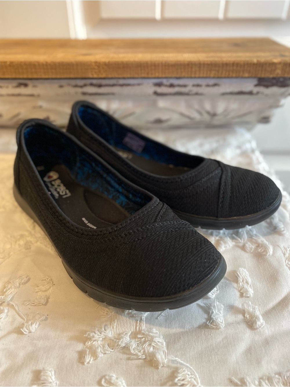 Bobs Women's Black Slip-On Comfort Flats